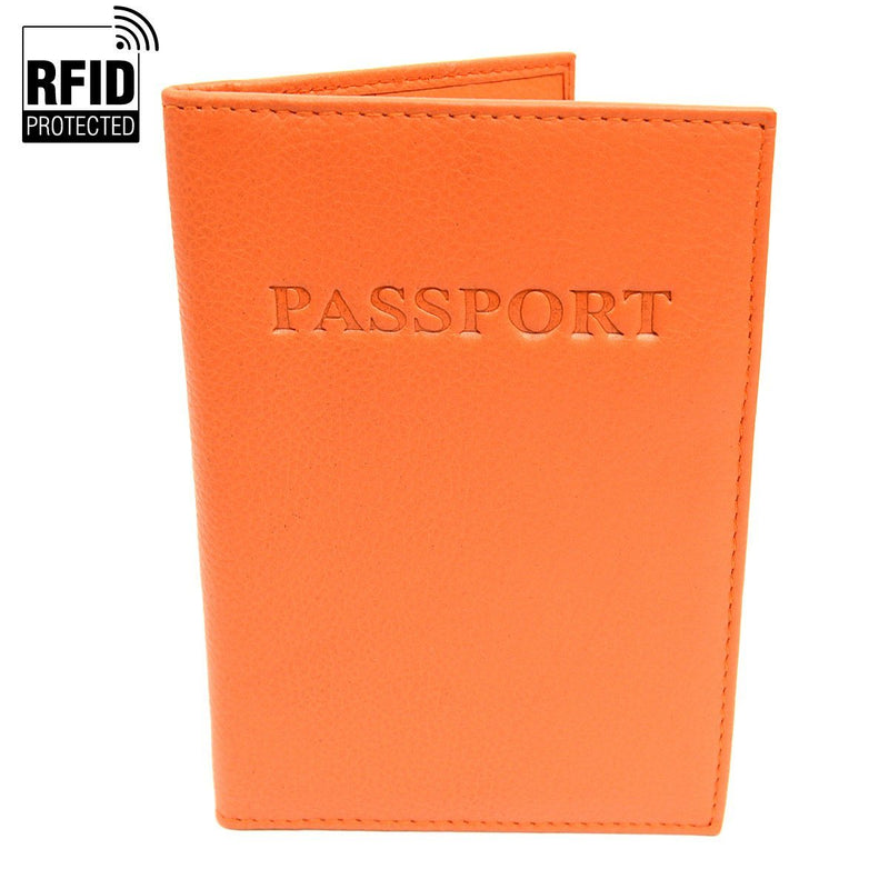 Genuine Leather RFID Passport Holder Handbags & Wallets Orange - DailySale