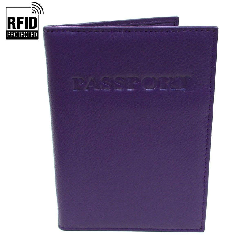 Genuine Leather RFID Passport Holder Handbags & Wallets Purple - DailySale