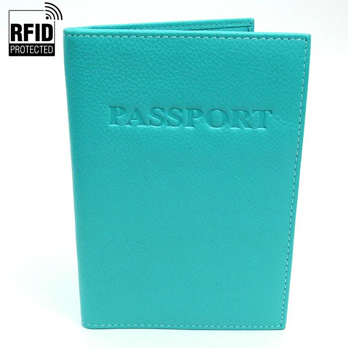Genuine Leather RFID Passport Holder Handbags & Wallets Turqouise - DailySale