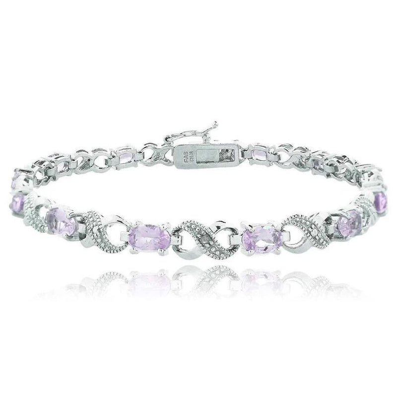 Genuine Oval Cut 6.00 CTTW Gemstone Infinity Shaped Bracelet in 18K White Gold Bracelets Pink Sapphire - DailySale