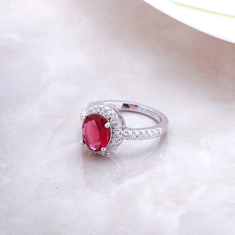 Genuine Ruby Crystal Ladies Ring Rings - DailySale