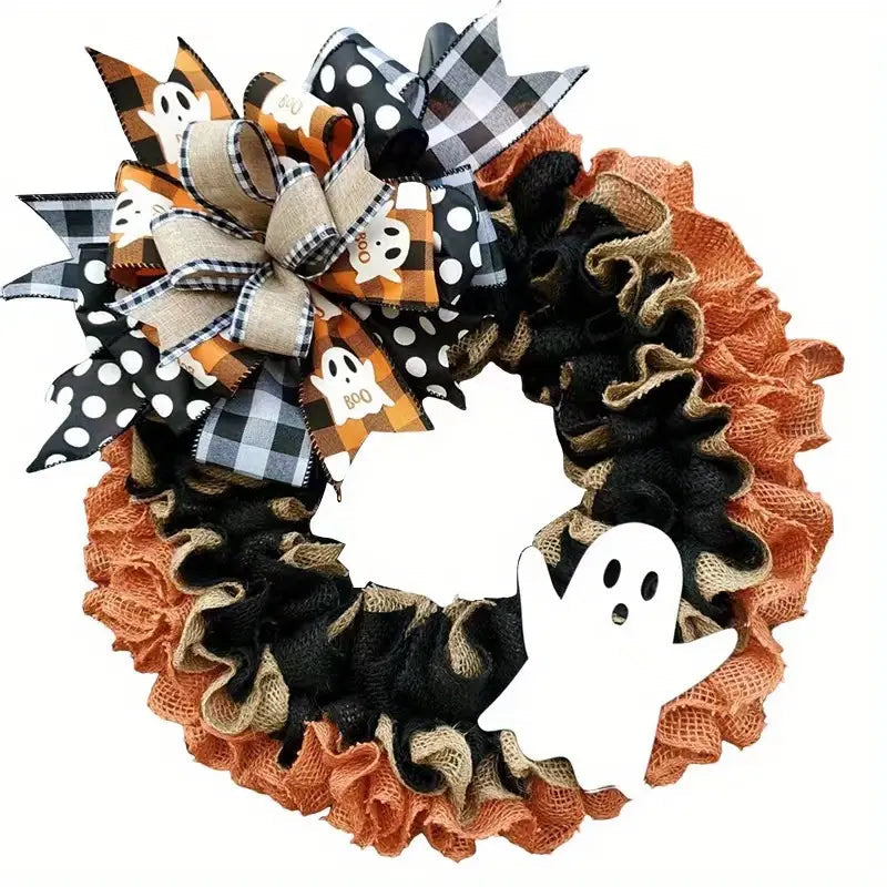 Ghost Halloween Wreath Front Door Décor Holiday Decor & Apparel - DailySale