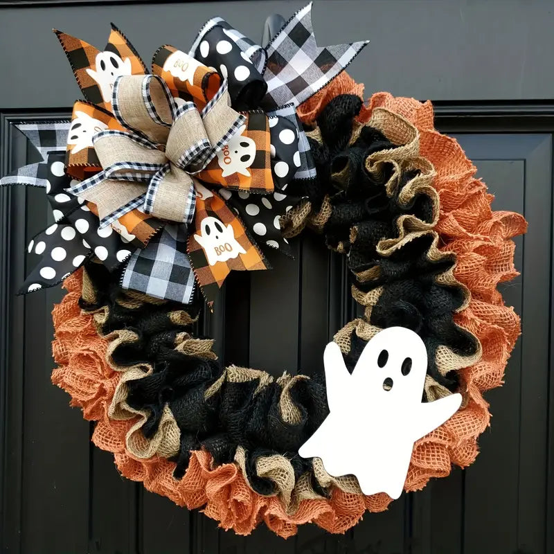 Ghost Halloween Wreath Front Door Décor Holiday Decor & Apparel - DailySale