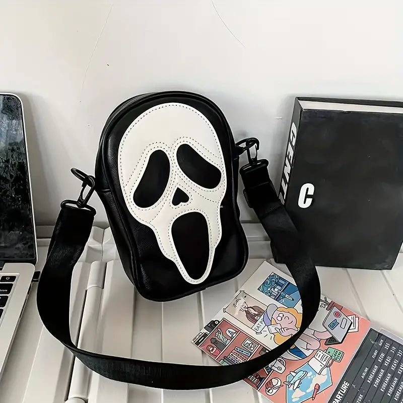 Ghost Skull Pattern Shoulder Bag Bags & Travel Black - DailySale