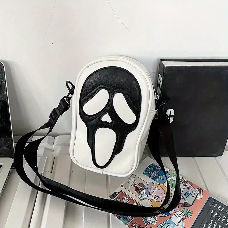 Ghost Skull Pattern Shoulder Bag Bags & Travel White - DailySale