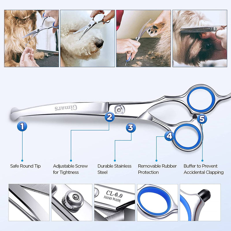 Gimars 6 in 1 Professional Stainless Steel Safety Pet Grooming Scissors Pet Supplies - DailySale