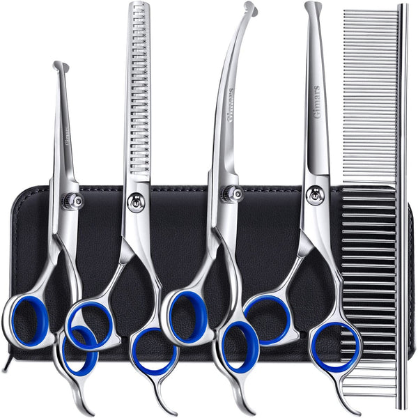 Gimars 6 in 1 Professional Stainless Steel Safety Pet Grooming Scissors Pet Supplies - DailySale