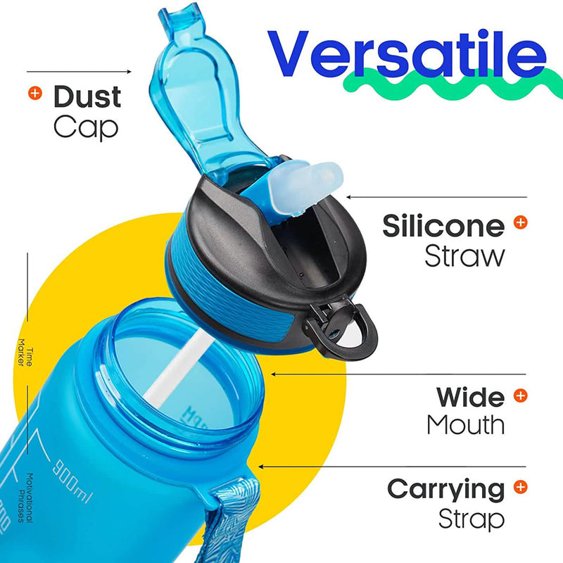 Giotto 32oz Leakproof BPA Free Drinking Water Bottle with Time Marker & Straw Sports & Outdoors - DailySale