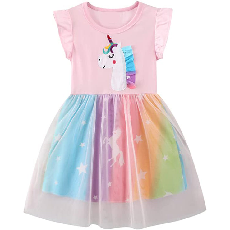 Girl's Cotton Casual Unicorn Dress Kids' Clothing 2 T - DailySale