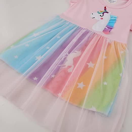 Girl's Cotton Casual Unicorn Dress Kids' Clothing - DailySale