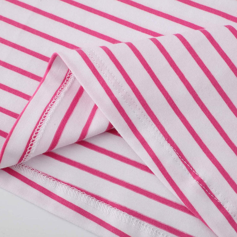 Girls Cotton Long Sleeve Casual Cartoon Appliques Striped Jersey Dress Kids' Clothing - DailySale