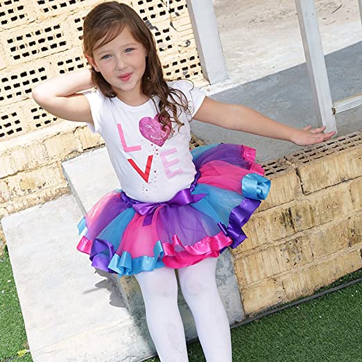 Girl's Layered Ballet Tulle Rainbow Tutu Skirt Kids' Clothing - DailySale