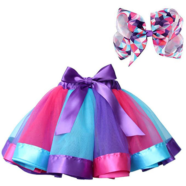 Girl's Layered Ballet Tulle Rainbow Tutu Skirt Kids' Clothing Deep Purple 2-4 T - DailySale