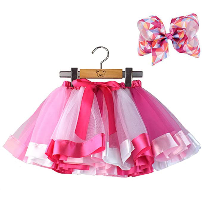 Girl's Layered Ballet Tulle Rainbow Tutu Skirt Kids' Clothing Hot Pink 2-4 T - DailySale