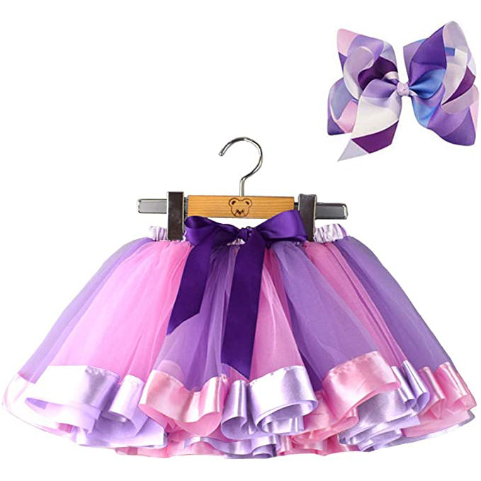 Girl's Layered Ballet Tulle Rainbow Tutu Skirt Kids' Clothing Purple 2-4 T - DailySale