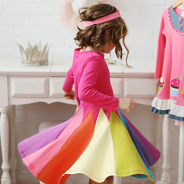 Girls' Rainbow Casual Dress Kids' Clothing - DailySale