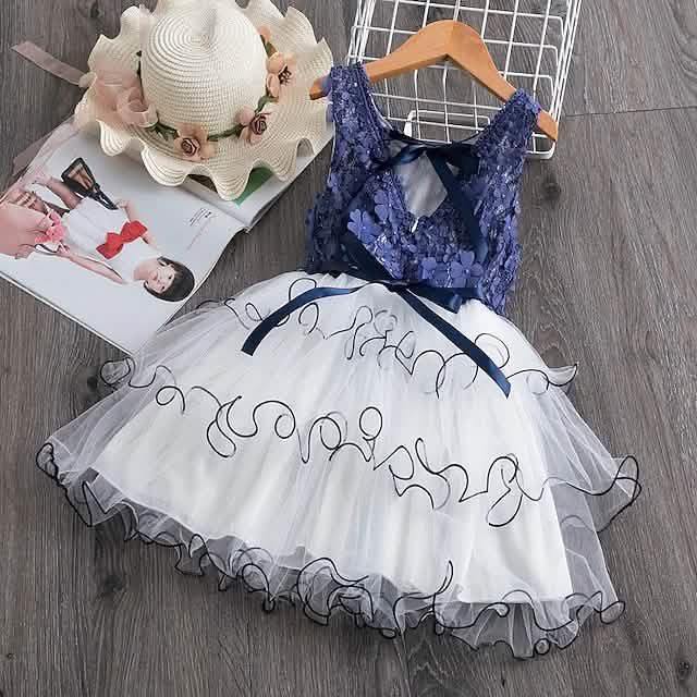 Girls' Ruffle Mesh Embroidered Dress Kids' Clothing - DailySale