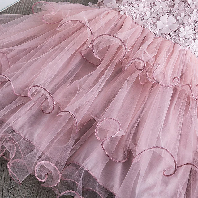 Girls' Ruffle Mesh Embroidered Dress Kids' Clothing - DailySale