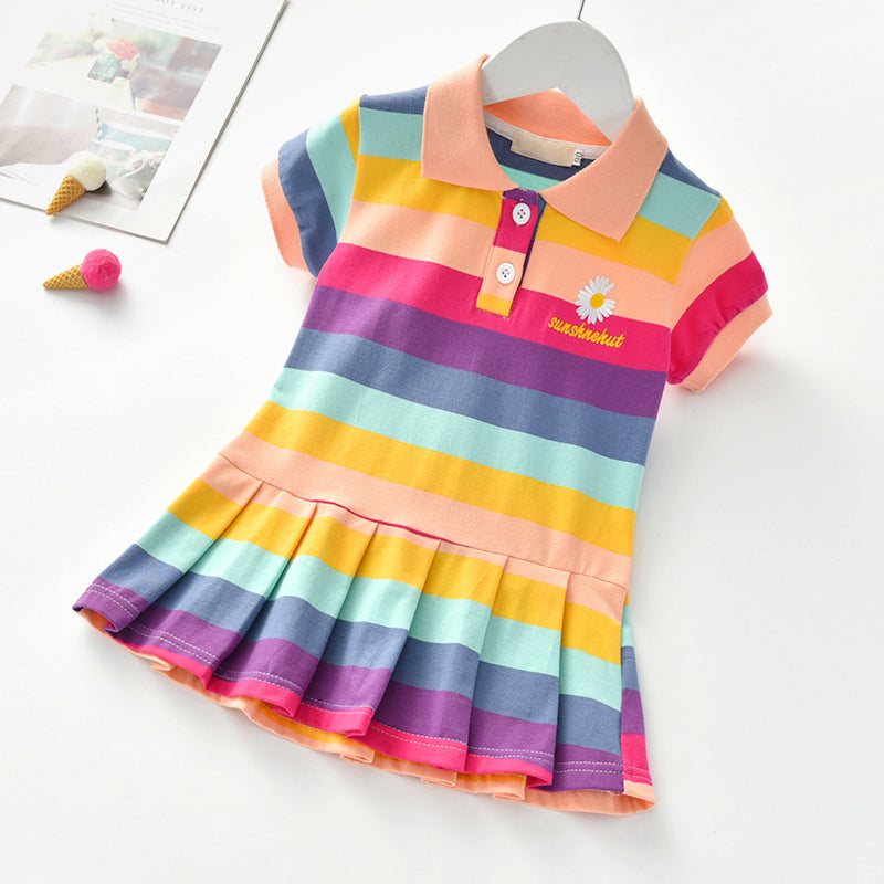 Girls Turn-Down Collar Summer Dress Kids' Clothing 3 D Flower 2T-90 - DailySale