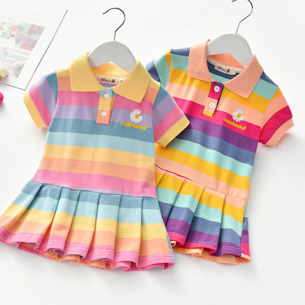 Girls Turn-Down Collar Summer Dress Kids' Clothing - DailySale
