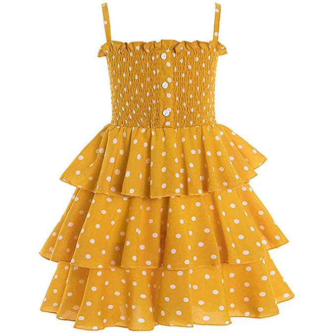 Girl's Wedding Lace Sleeveless Dress Kids' Clothing Yellow 2-3 T - DailySale