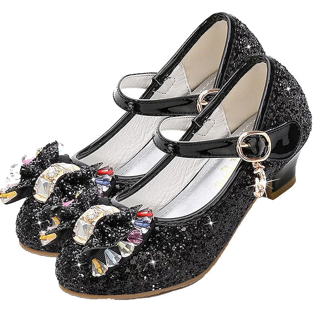 Girls'Heels Party Mary Jane Basic Pump Dress Crystal Bowknot Baby Black 9.5 - DailySale