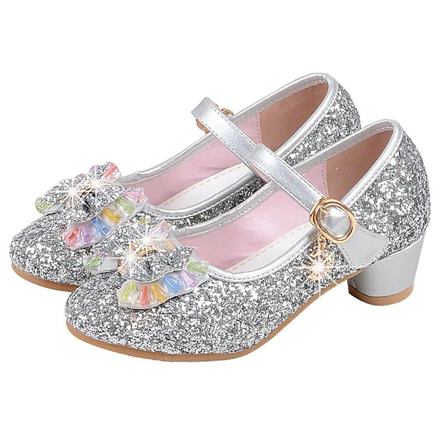 Girls'Heels Party Mary Jane Basic Pump Dress Crystal Bowknot Baby Silver 9.5 - DailySale