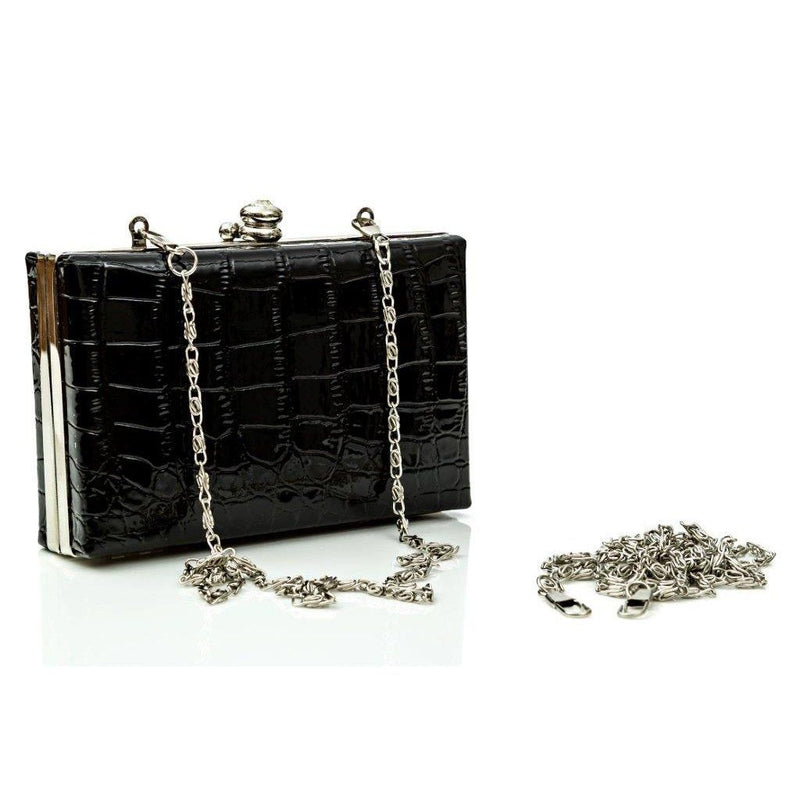 Glambag Shiny Exotic Croc Frame Clutch Bags & Travel - DailySale