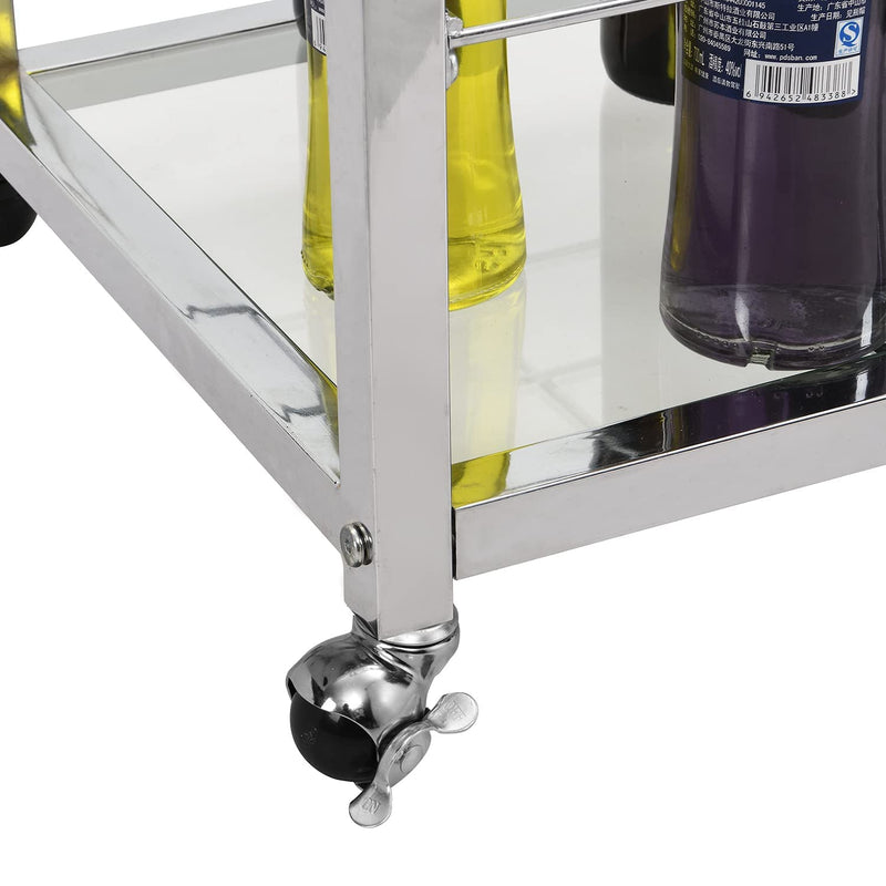 Glass Bar Cart with Wine Rack & Glass Holder Furniture & Decor - DailySale
