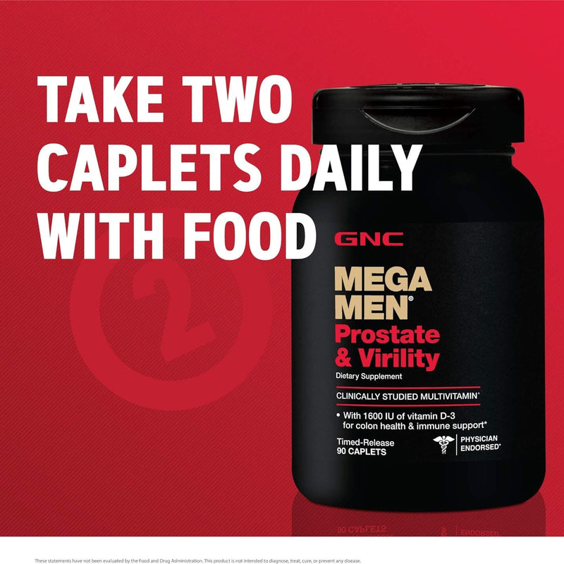 GNC Mega Men Prostate and Virility Supports Optimal Sexual Health and Prostate Health 90 Caplets Wellness - DailySale