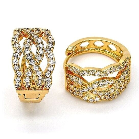 Gold Filled High Polish Finsh Diamond Accent Huggie Hoop Earrings Earrings - DailySale