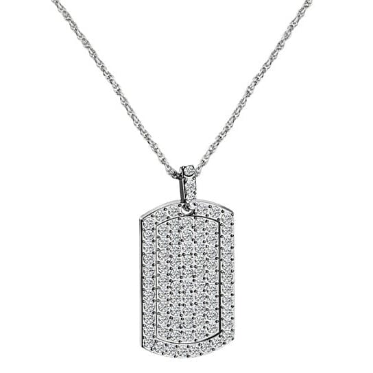 Gold Filled High Polish Finsh Men's Pendant Filled Iced Out Micro-Pave Gold Color Charm Square Tag Necklace With Chain Necklaces Silver - DailySale
