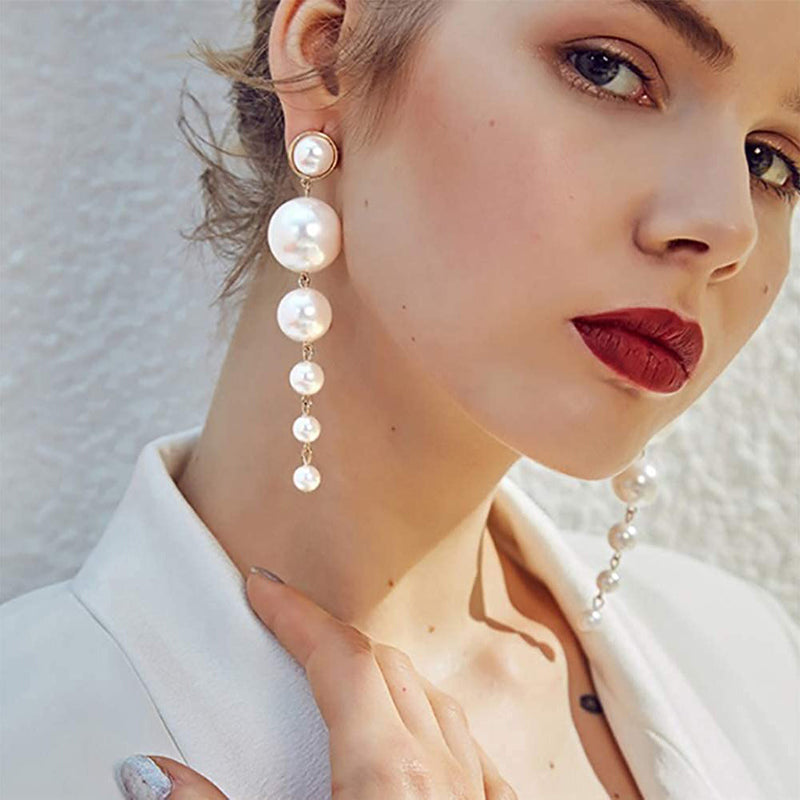 Gold Long Fringe Pearl Earrings Earrings - DailySale