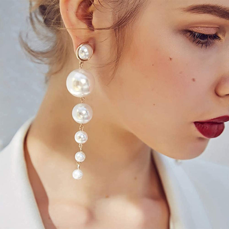 Gold Long Fringe Pearl Earrings Earrings - DailySale