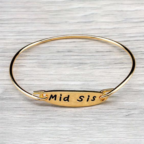 Gold or Silver Plated Sister Bangle Bracelets Big Sis Gold - DailySale