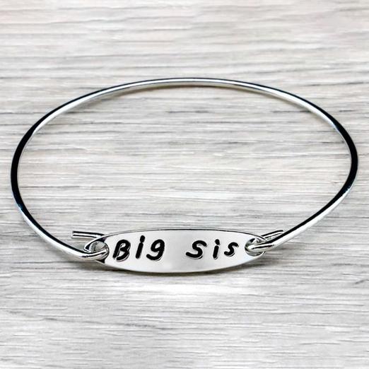 Gold or Silver Plated Sister Bangle Bracelets Big Sis Silver - DailySale