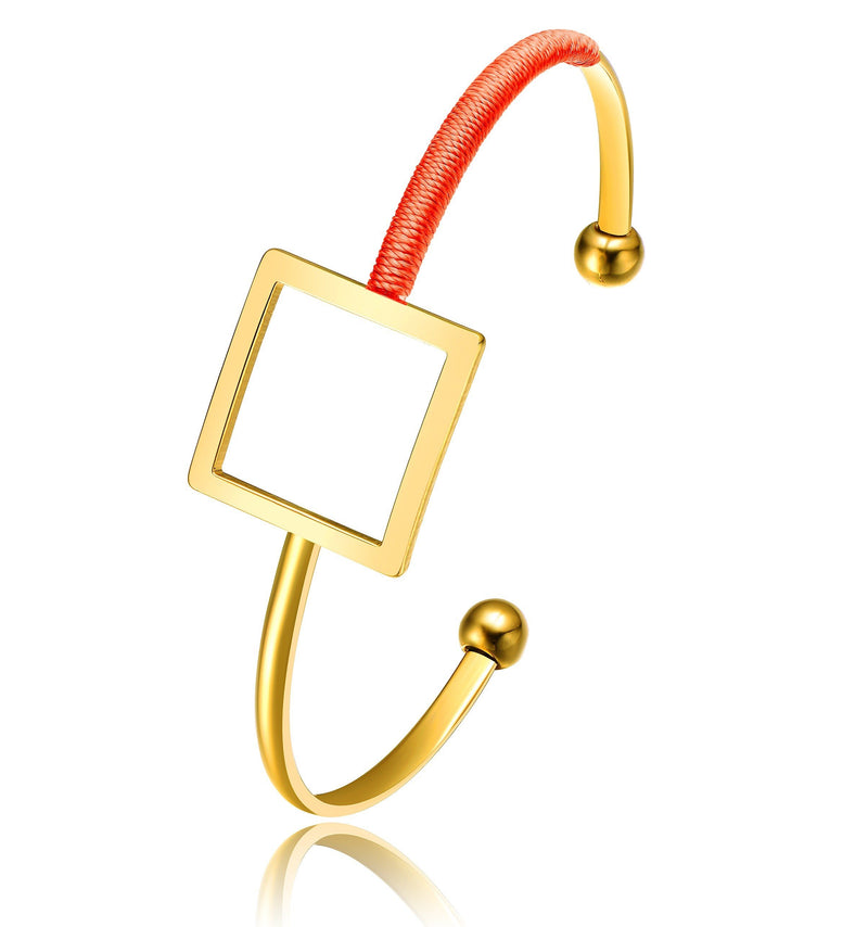 Gold Plated Cadmium Orange Thread Square Bangle Bracelets - DailySale