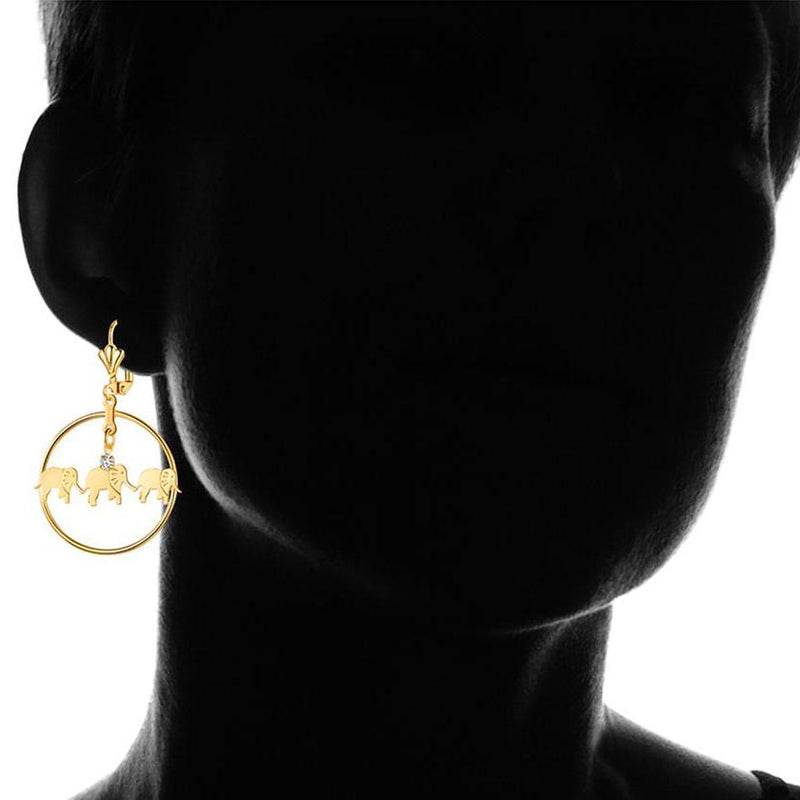 Gold Plated Elephant Dangle Earrings Made with Swarovski Crystals Jewelry - DailySale