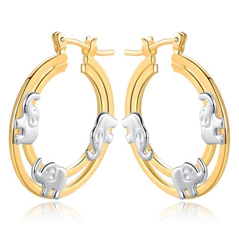 Gold Plated Elephant Stamp Hoop Earrings Jewelry - DailySale