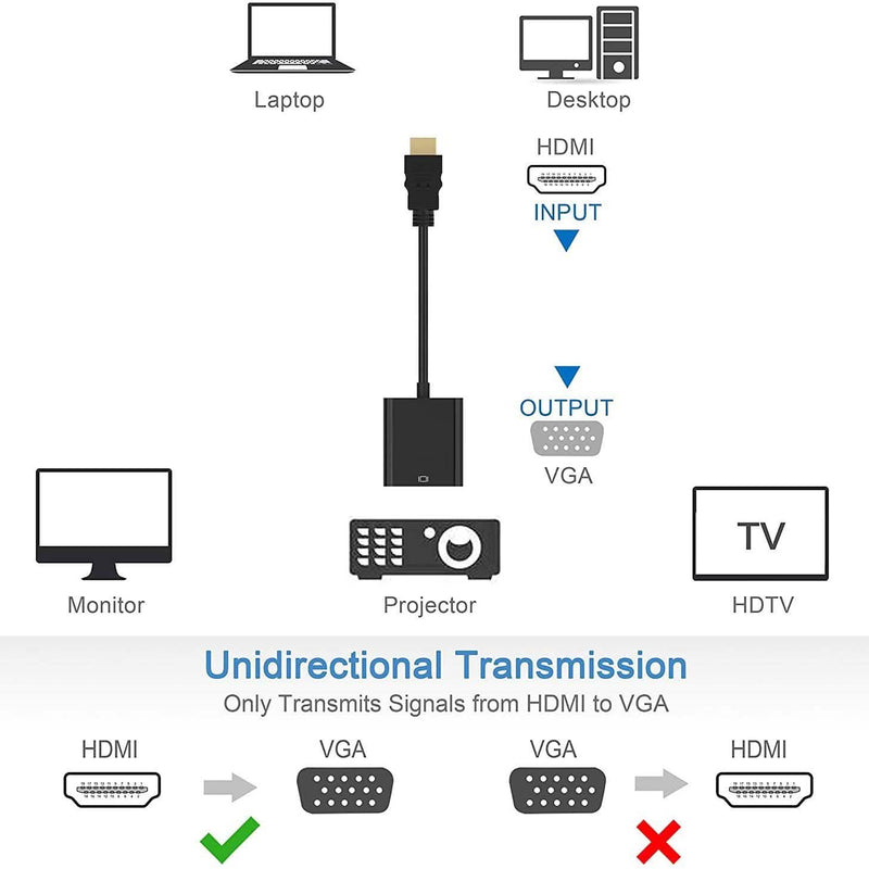 Gold Plated HDMI to VGA Adapter Computer Accessories - DailySale