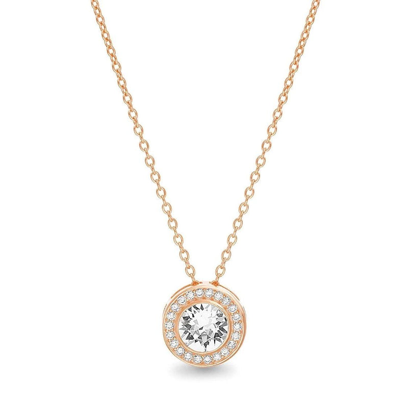 Golden NYC Jewelry 18K Gold Plated Round Halo Necklace Jewelry Rose Gold - DailySale