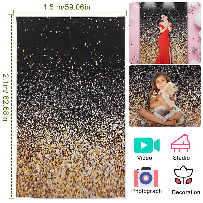Gradual Glitter Black Gold Bokeh Spots Photography Background Everything Else - DailySale