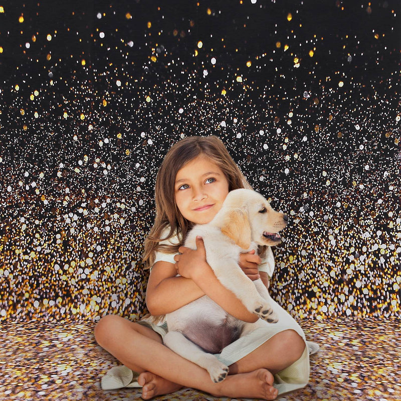 Gradual Glitter Black Gold Bokeh Spots Photography Background Everything Else - DailySale
