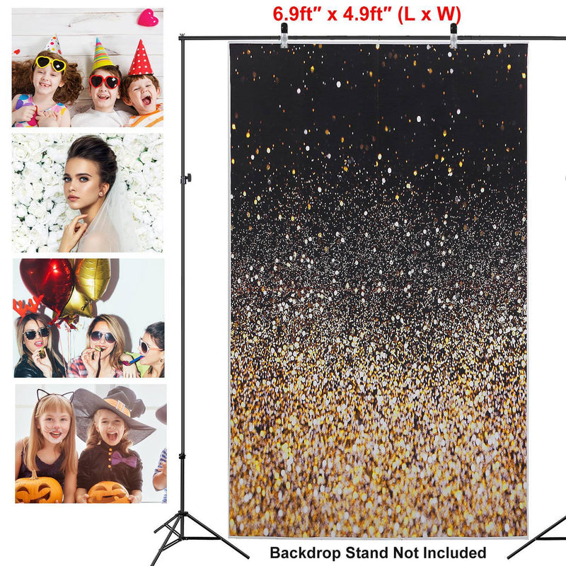 Gradual Glitter Black Gold Bokeh Spots Photography Background Everything Else - DailySale