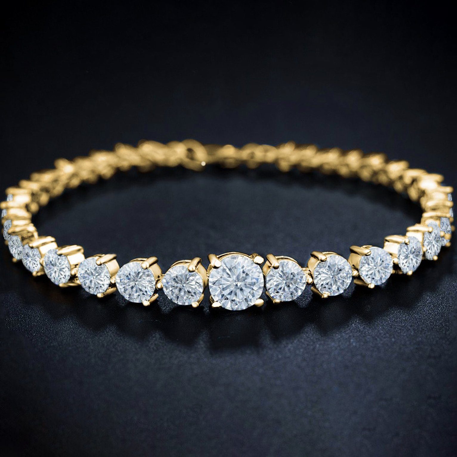 Graduated Cubic Zirconia Tennis Bracelets Bracelets Gold - DailySale