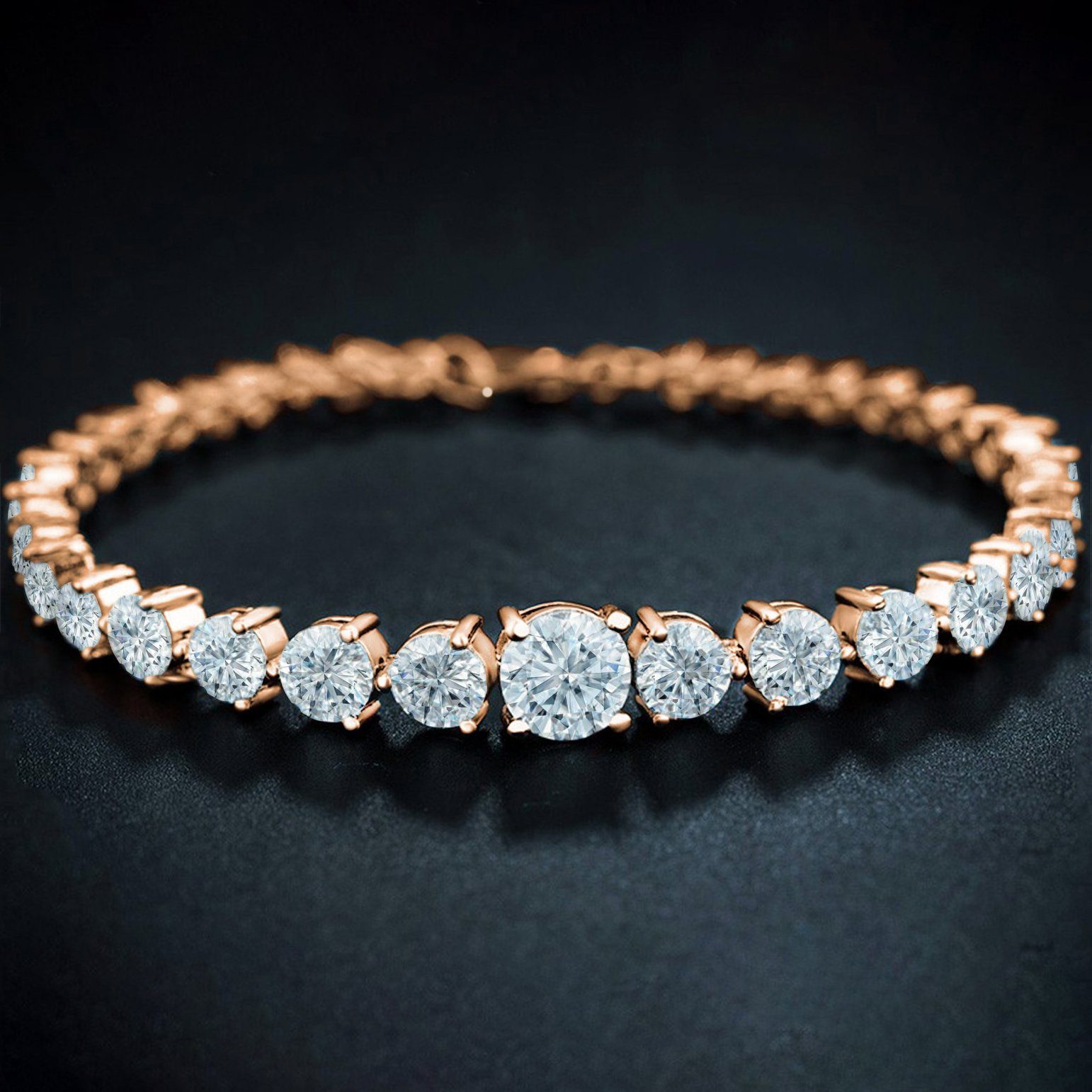 Graduated Cubic Zirconia Tennis Bracelets Bracelets Rose Gold - DailySale