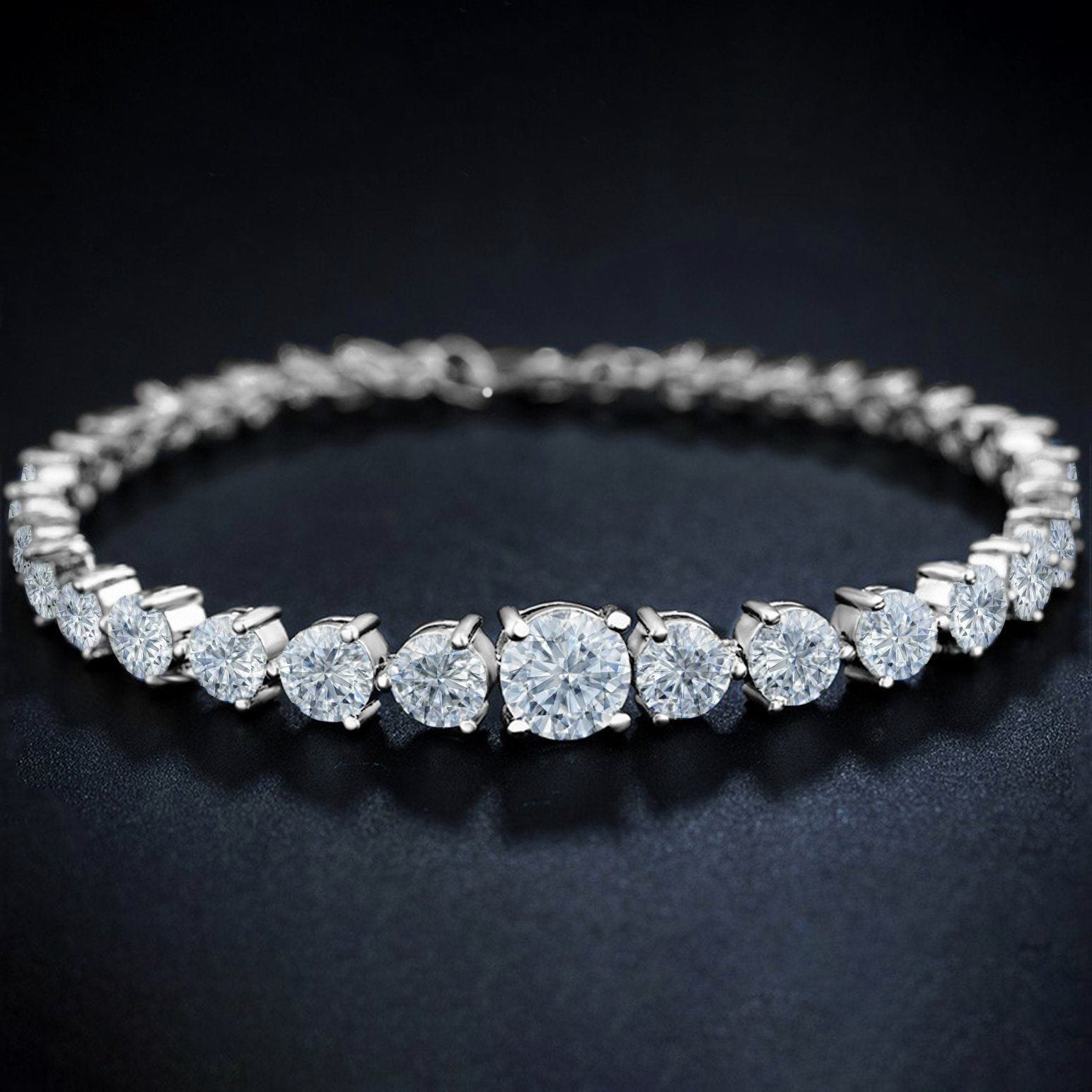 Graduated Cubic Zirconia Tennis Bracelets Bracelets White Gold - DailySale