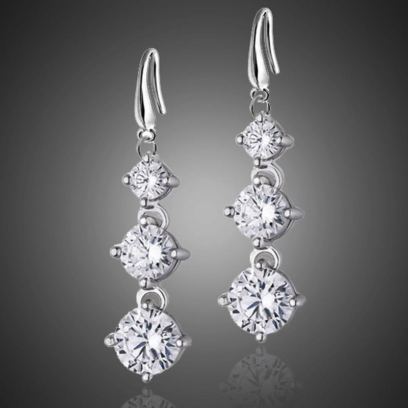 Graduated Drop Earrings with Swarovski Crystals Jewelry - DailySale