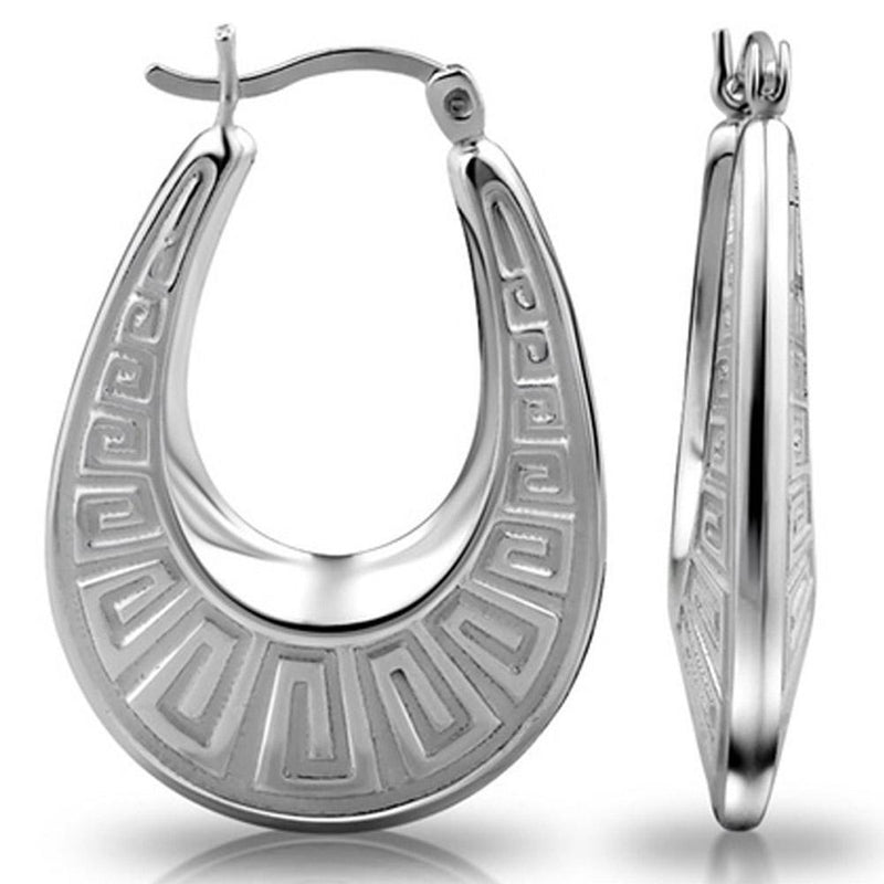 Greek Key Design Oval Hoop Earrings By Paolo Fortelini Jewelry - DailySale