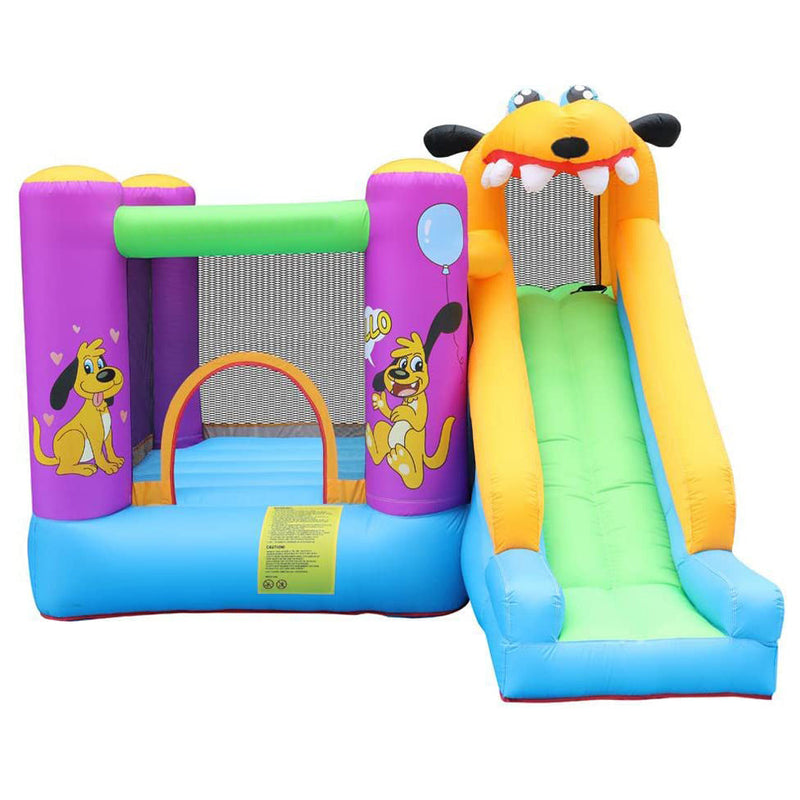 Green Dog Bouncy Castle House Slide and Jump 450W Blower Toys & Games - DailySale